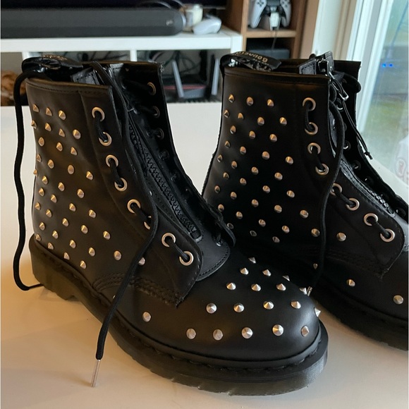 Dr. Martens Shoes - 1460 studded doc martens with removable front zippers (there are laces there!)